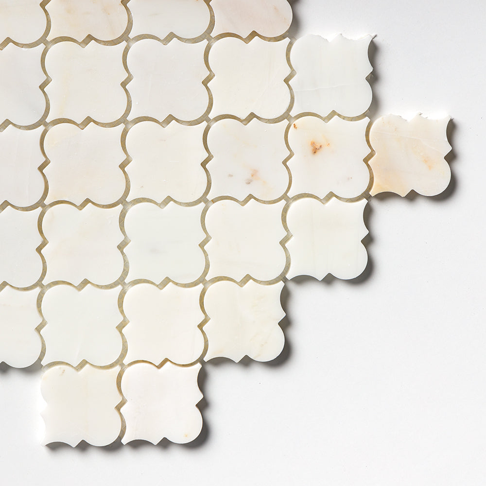 Calacatta Cremo Honed Arabesque Marble Mosaic