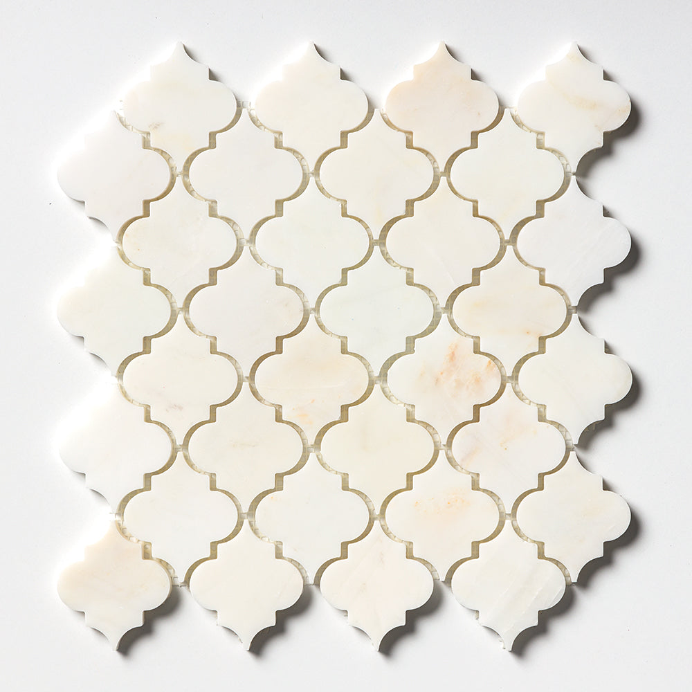 Calacatta Cremo Honed Arabesque Marble Mosaic