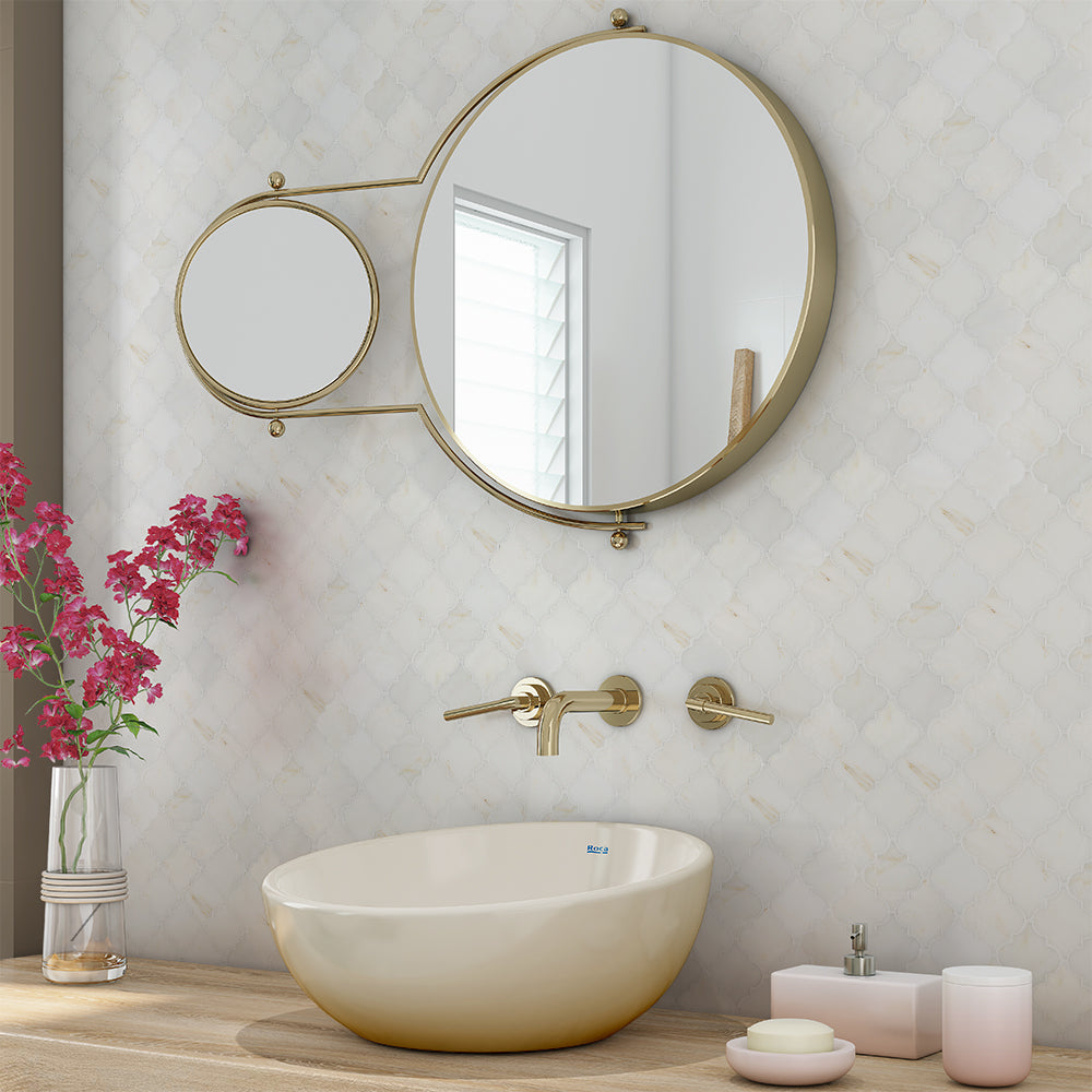 Calacatta Cremo Honed Arabesque Marble Mosaic