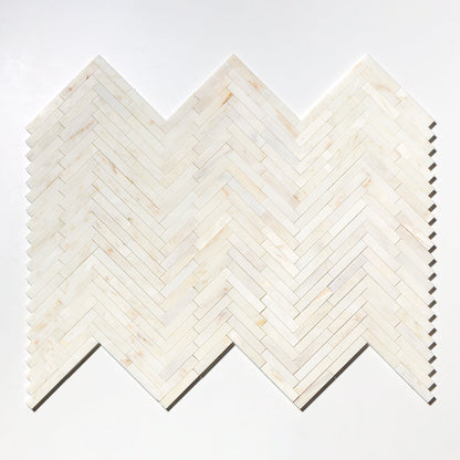 Calacatta Cremo Honed Large Herringbone Marble Mosaic