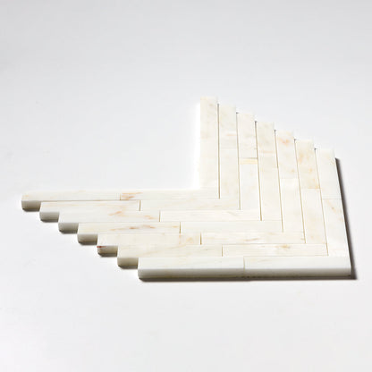 Calacatta Cremo Honed Large Herringbone Marble Mosaic