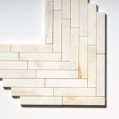 Calacatta Cremo Honed Large Herringbone Marble Mosaic