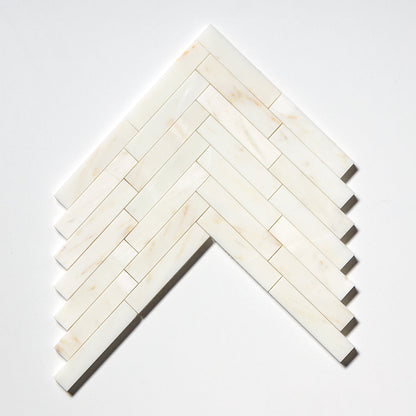 Calacatta Cremo Honed Large Herringbone Marble Mosaic