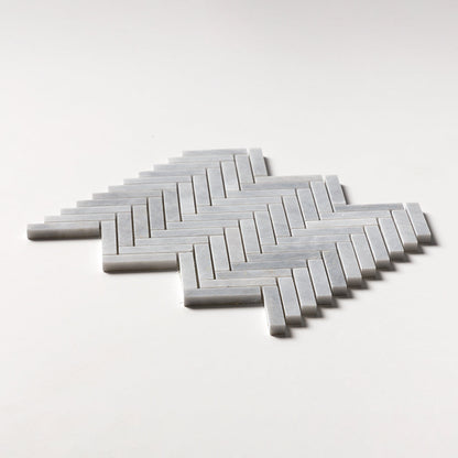 Bardiglio Light Honed Herringbone Marble Mosaic
