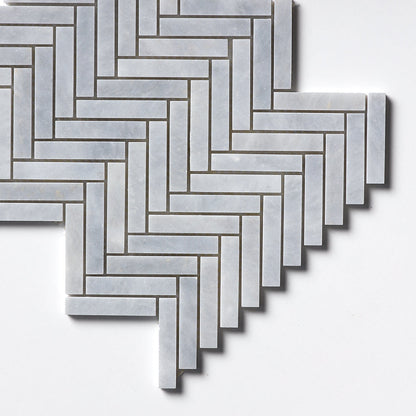 Bardiglio Light Honed Herringbone Marble Mosaic