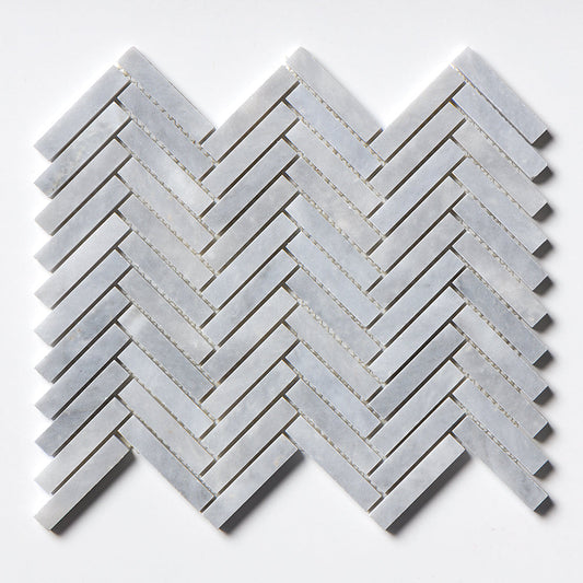 Bardiglio Light Honed Herringbone Marble Mosaic