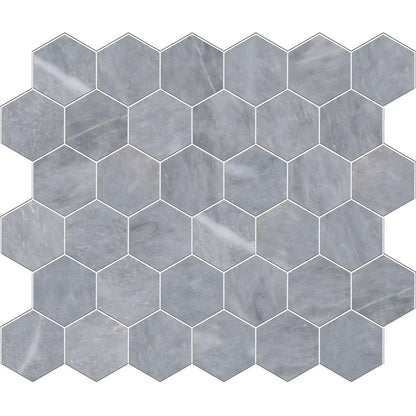 Bardiglio Light Honed Hexagon Marble Mosaic