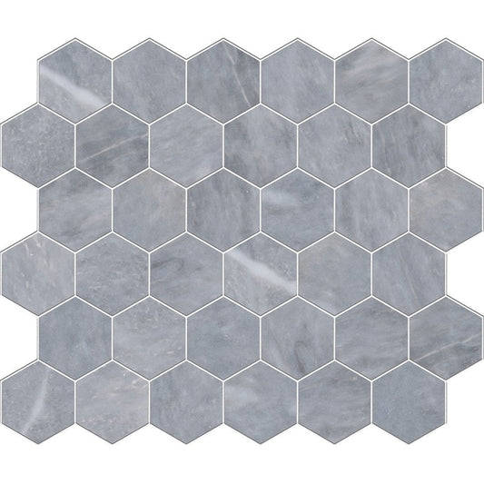 Bardiglio Light Honed Hexagon Marble Mosaic