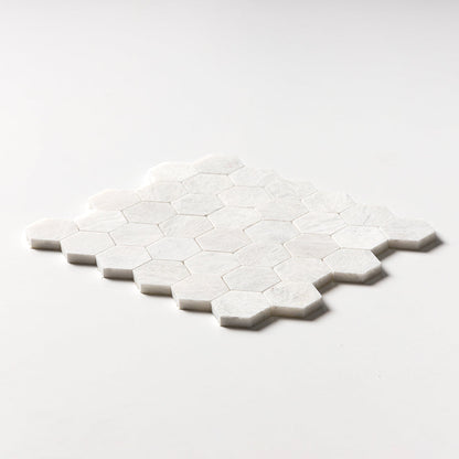 Siberian White Honed Hexagon 2x2 Marble Mosaic