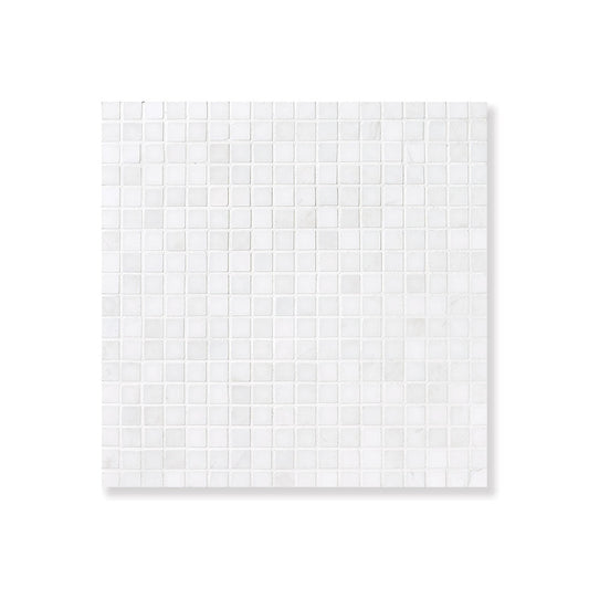 Bianco Dolomiti Honed Staggered Joint 5/8x5/8 Marble Mosaic