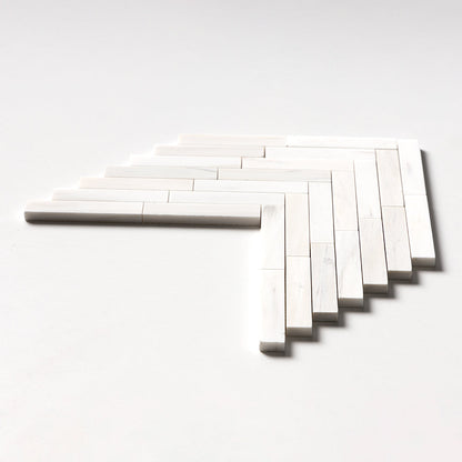 Bianco Dolomiti Honed Large Herringbone Marble Mosaic
