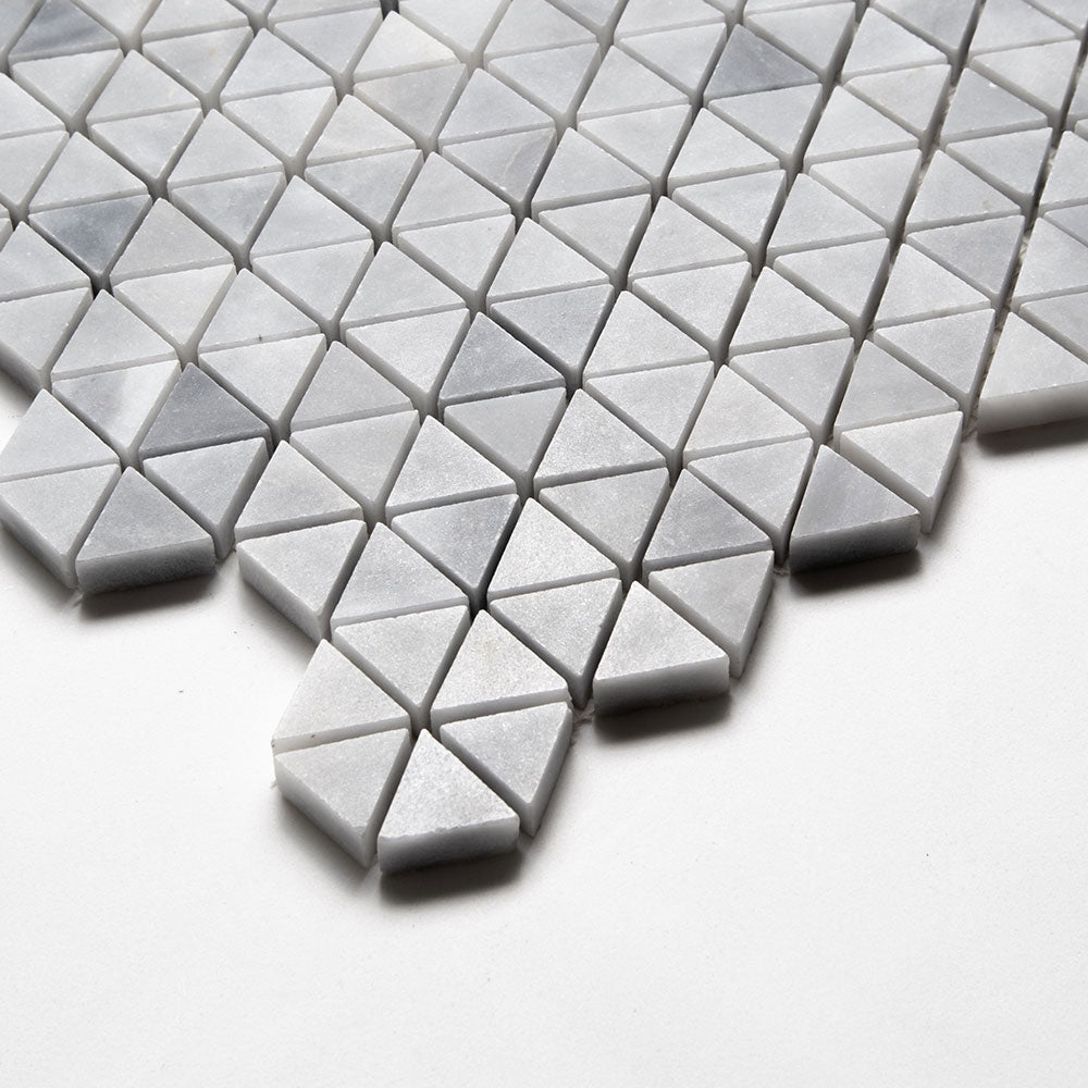 Bardiglio Light Honed Small Triad Marble Mosaic