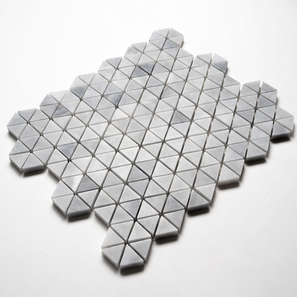 Bardiglio Light Honed Small Triad Marble Mosaic