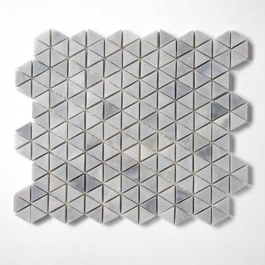 Bardiglio Light Honed Small Triad Marble Mosaic
