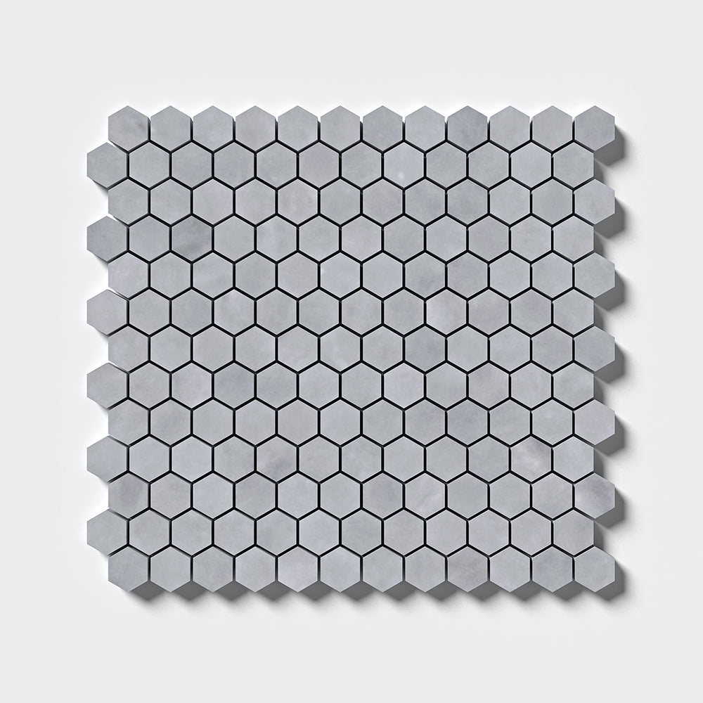Bardiglio Light Honed Hexagon 1x1 Marble Mosaic