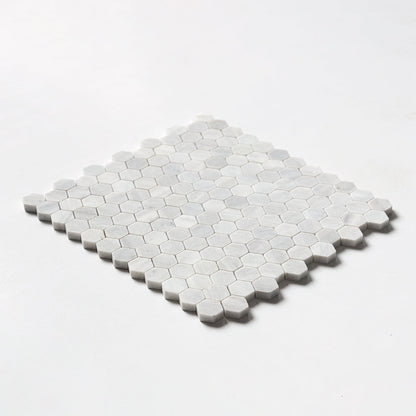 Carrara T Honed Hexagon 1x1 Marble Mosaic