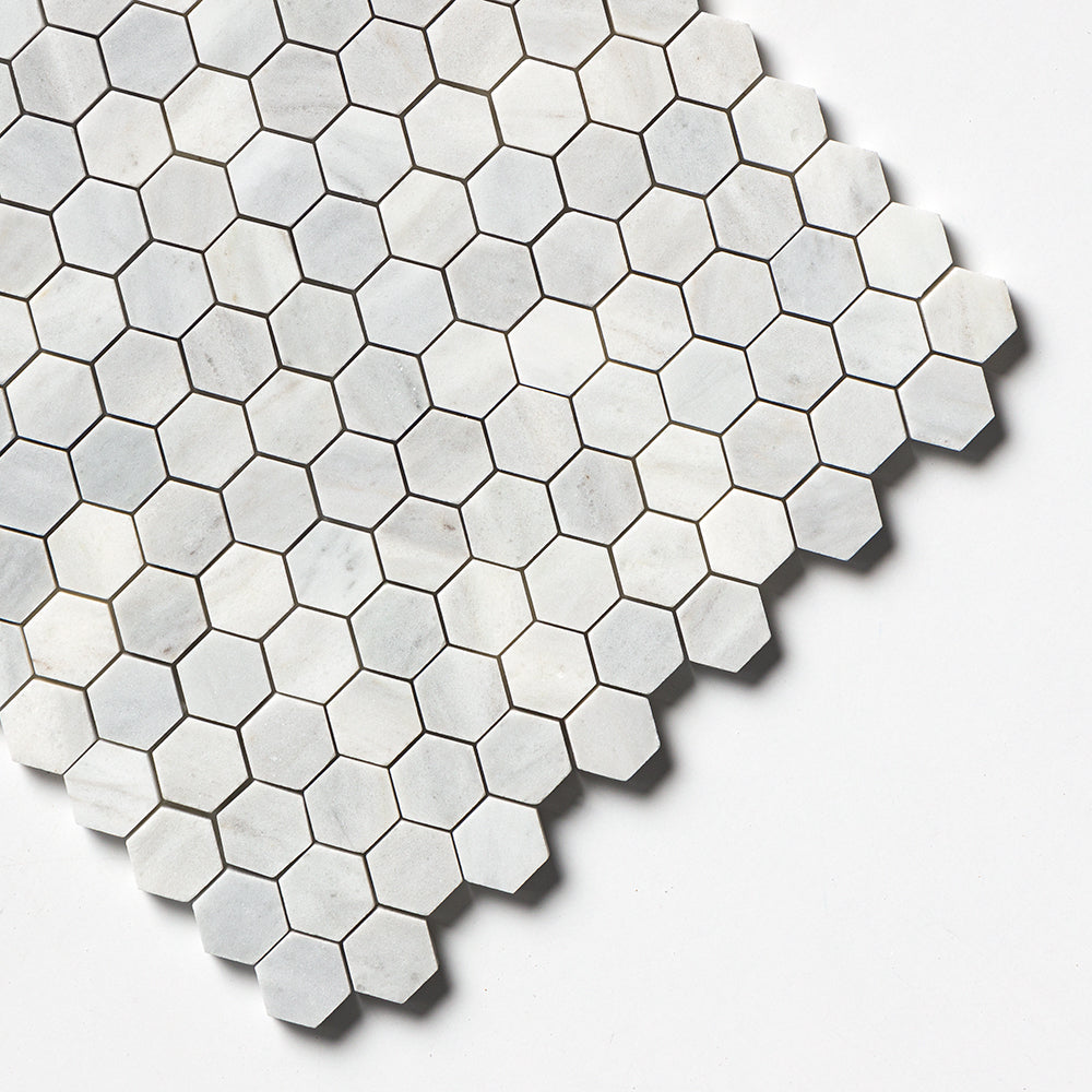 Carrara T Honed Hexagon 1x1 Marble Mosaic