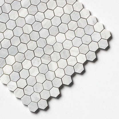Carrara T Honed Hexagon 1x1 Marble Mosaic