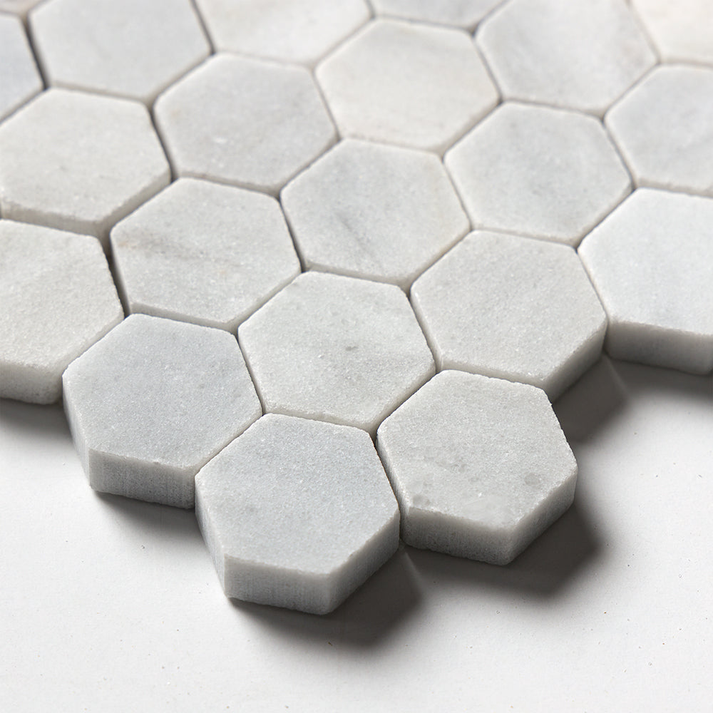 Carrara T Honed Hexagon 1x1 Marble Mosaic