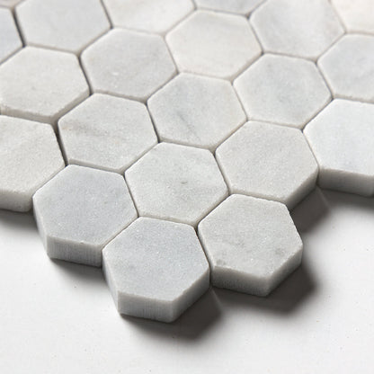 Carrara T Honed Hexagon 1x1 Marble Mosaic