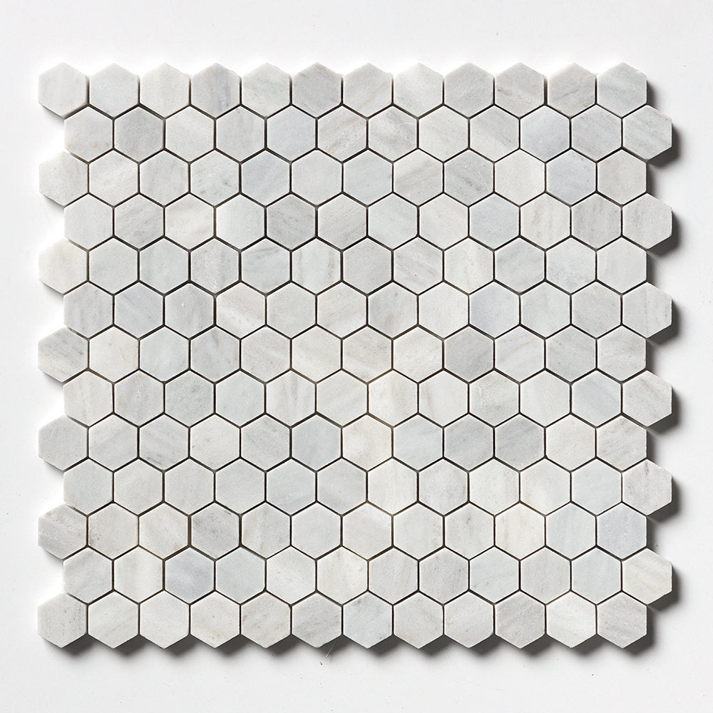 Carrara T Honed Hexagon 1x1 Marble Mosaic