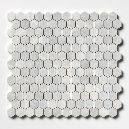 Carrara T Honed Hexagon 1x1 Marble Mosaic