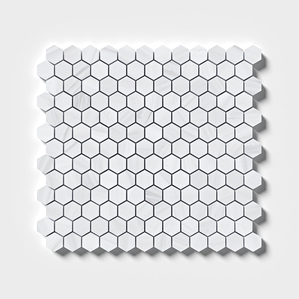 Bianco Dolomiti Honed Hexagon 1x1 Marble Mosaic