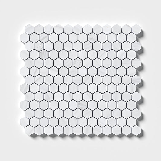 Bianco Dolomiti Honed Hexagon 1x1 Marble Mosaic