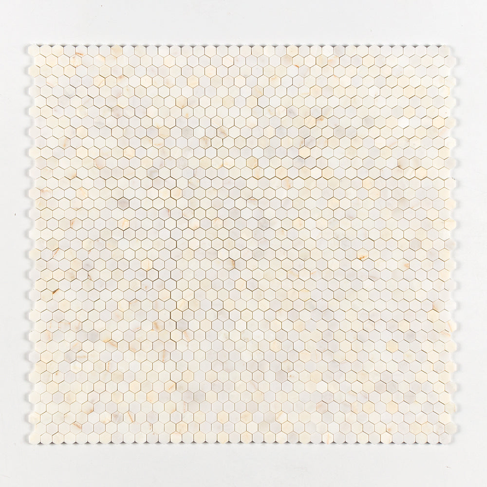 Calacatta Cremo Honed Hexagon 1x1 Marble Mosaic