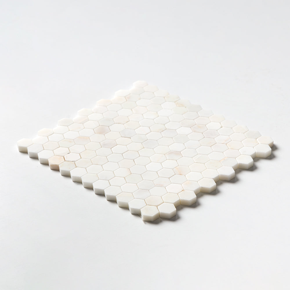 Calacatta Cremo Honed Hexagon 1x1 Marble Mosaic