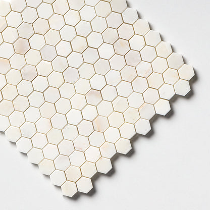 Calacatta Cremo Honed Hexagon 1x1 Marble Mosaic