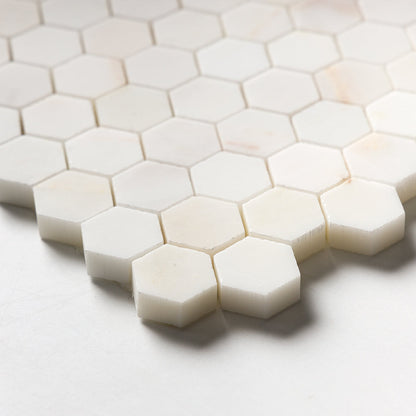 Calacatta Cremo Honed Hexagon 1x1 Marble Mosaic