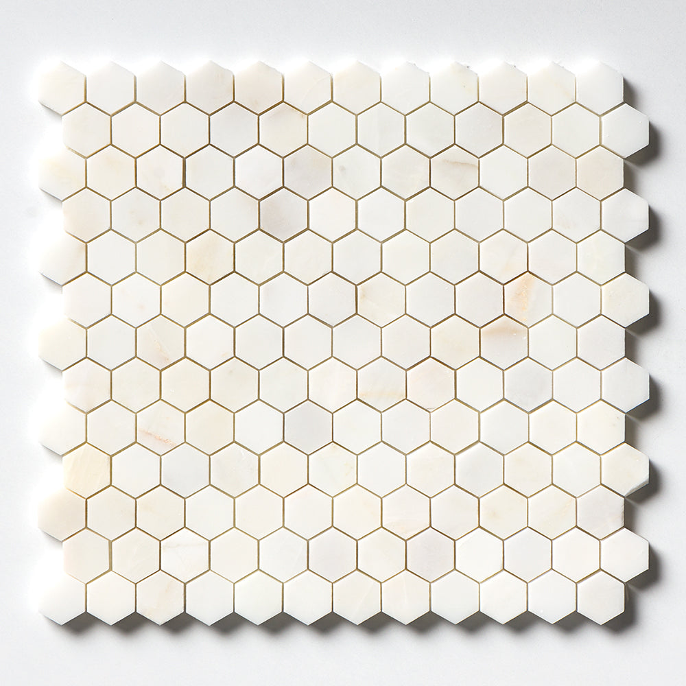 Calacatta Cremo Honed Hexagon 1x1 Marble Mosaic