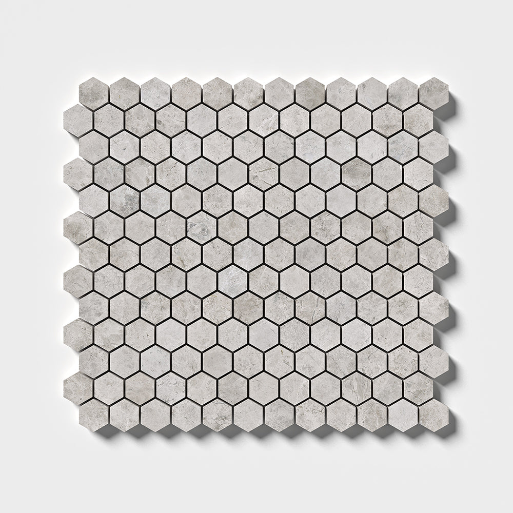 Sky Blue Honed Hexagon 1x1 Marble Mosaic