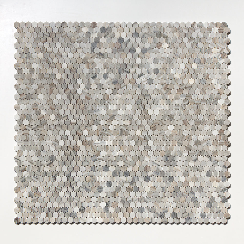 Silver Sky Honed Hexagon 1x1 Marble Mosaic