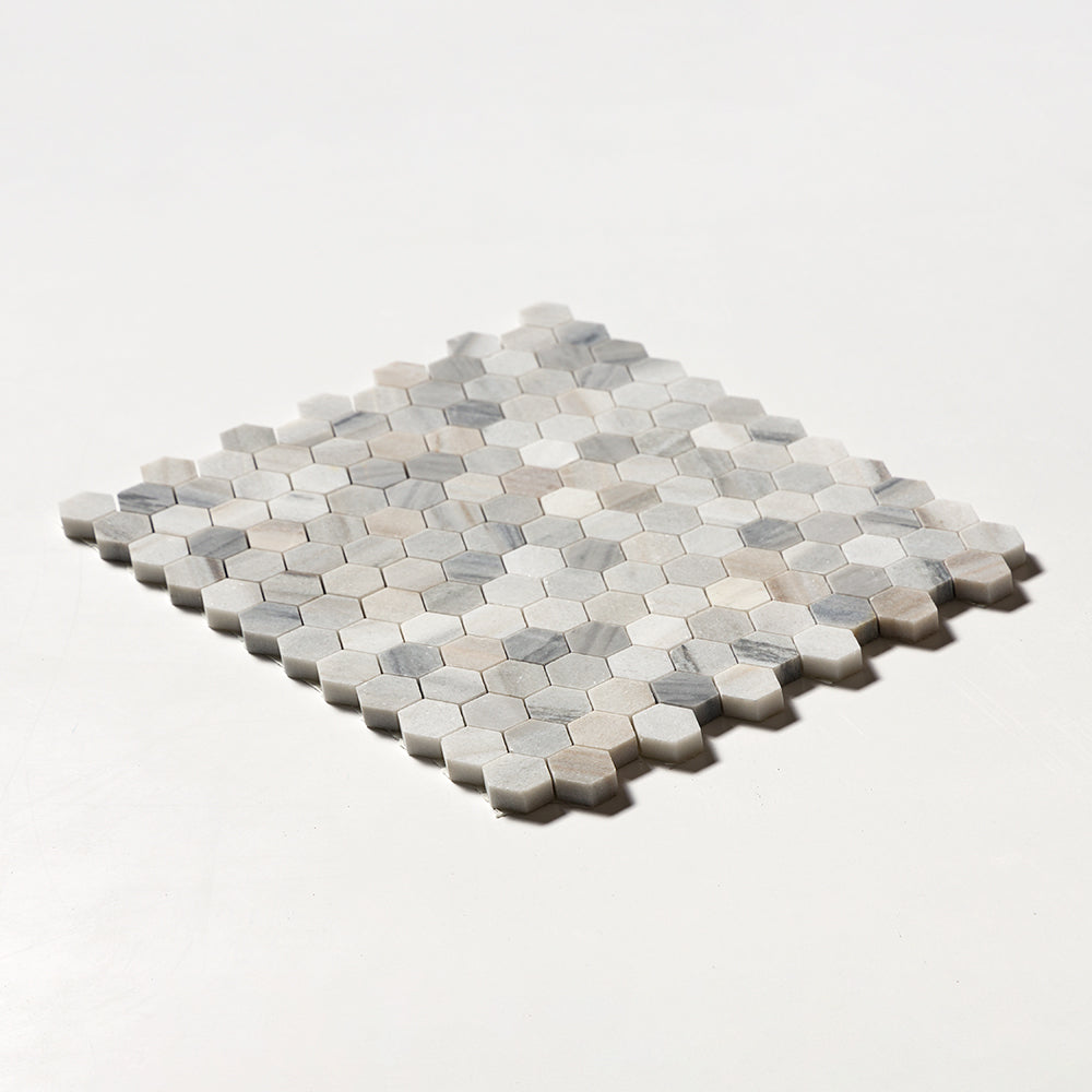 Silver Sky Honed Hexagon 1x1 Marble Mosaic