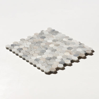 Silver Sky Honed Hexagon 1x1 Marble Mosaic
