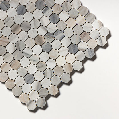 Silver Sky Honed Hexagon 1x1 Marble Mosaic