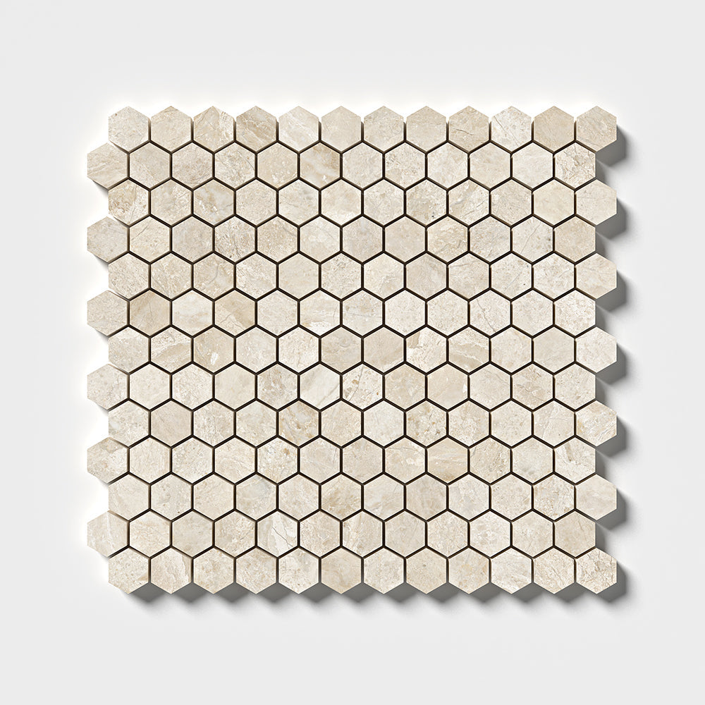 Royal Beige Honed Hexagon 1x1 Marble Mosaic