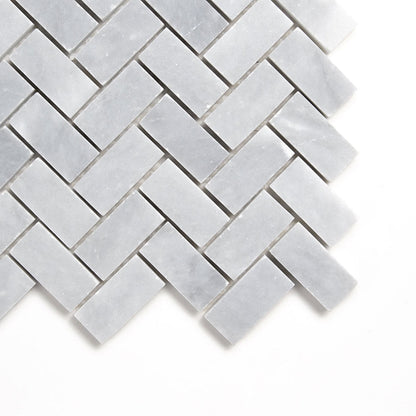 Bardiglio Light Honed Herringbone 1x2 Marble Mosaic