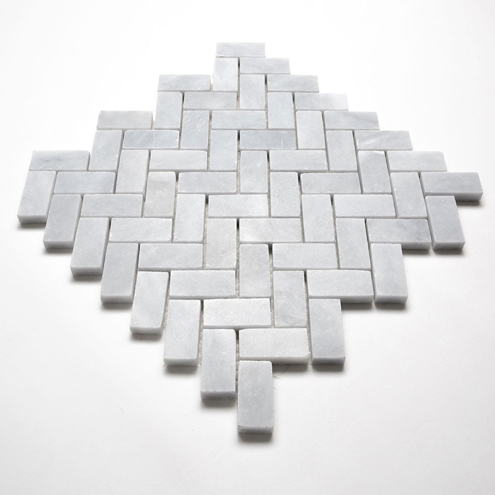 Bardiglio Light Honed Herringbone 1x2 Marble Mosaic