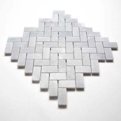 Bardiglio Light Honed Herringbone 1x2 Marble Mosaic