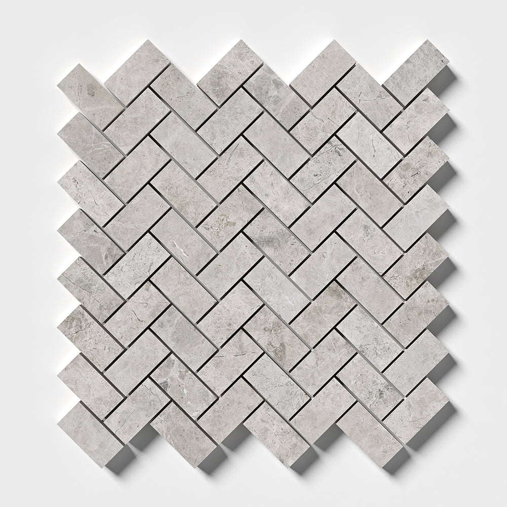 Sky Blue Honed Herringbone 1x2 Marble Mosaic