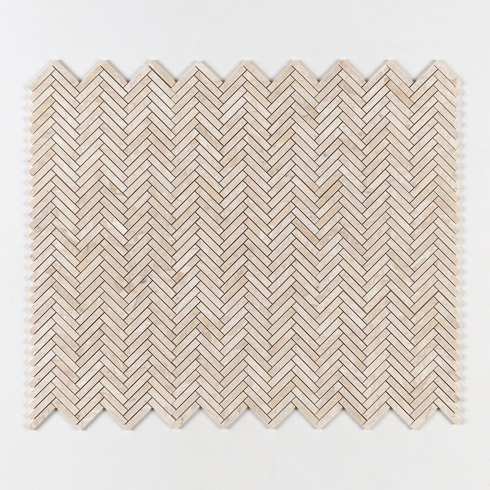 Royal Beige Honed Herringbone 5/8x3 Marble Mosaic
