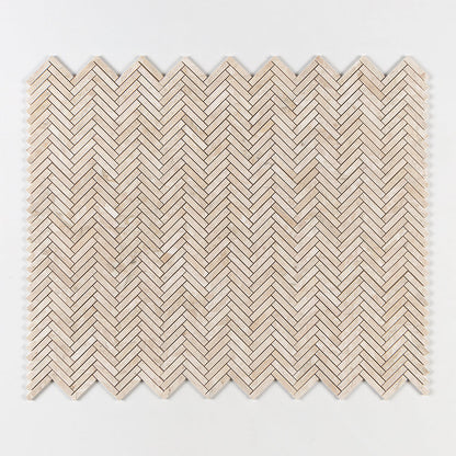 Royal Beige Honed Herringbone 5/8x3 Marble Mosaic