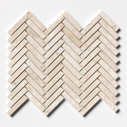 Royal Beige Honed Herringbone 5/8x3 Marble Mosaic