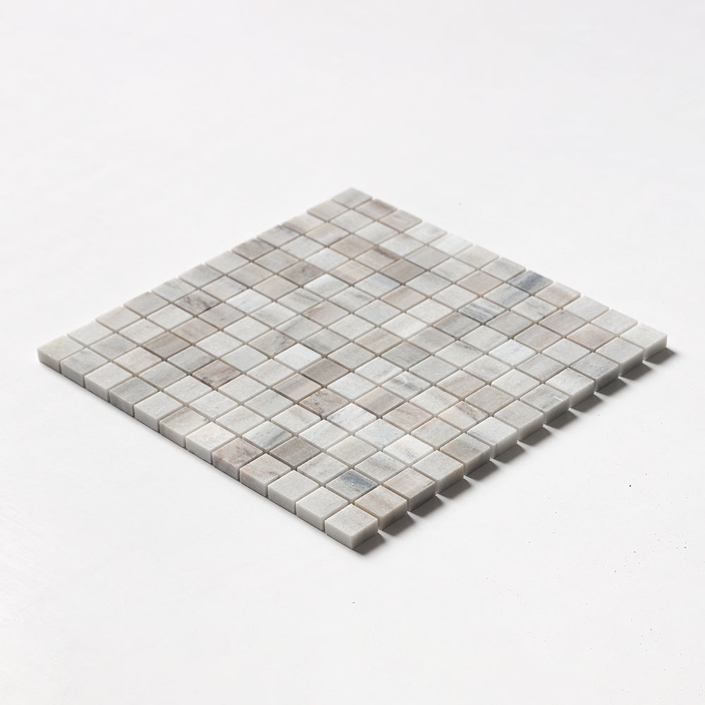 Silver Sky Honed 1x1 Marble Mosaic