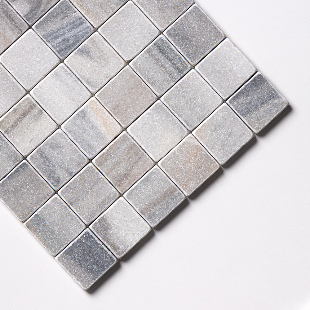 Silver Sky Tumbled 2x2 Marble Mosaic