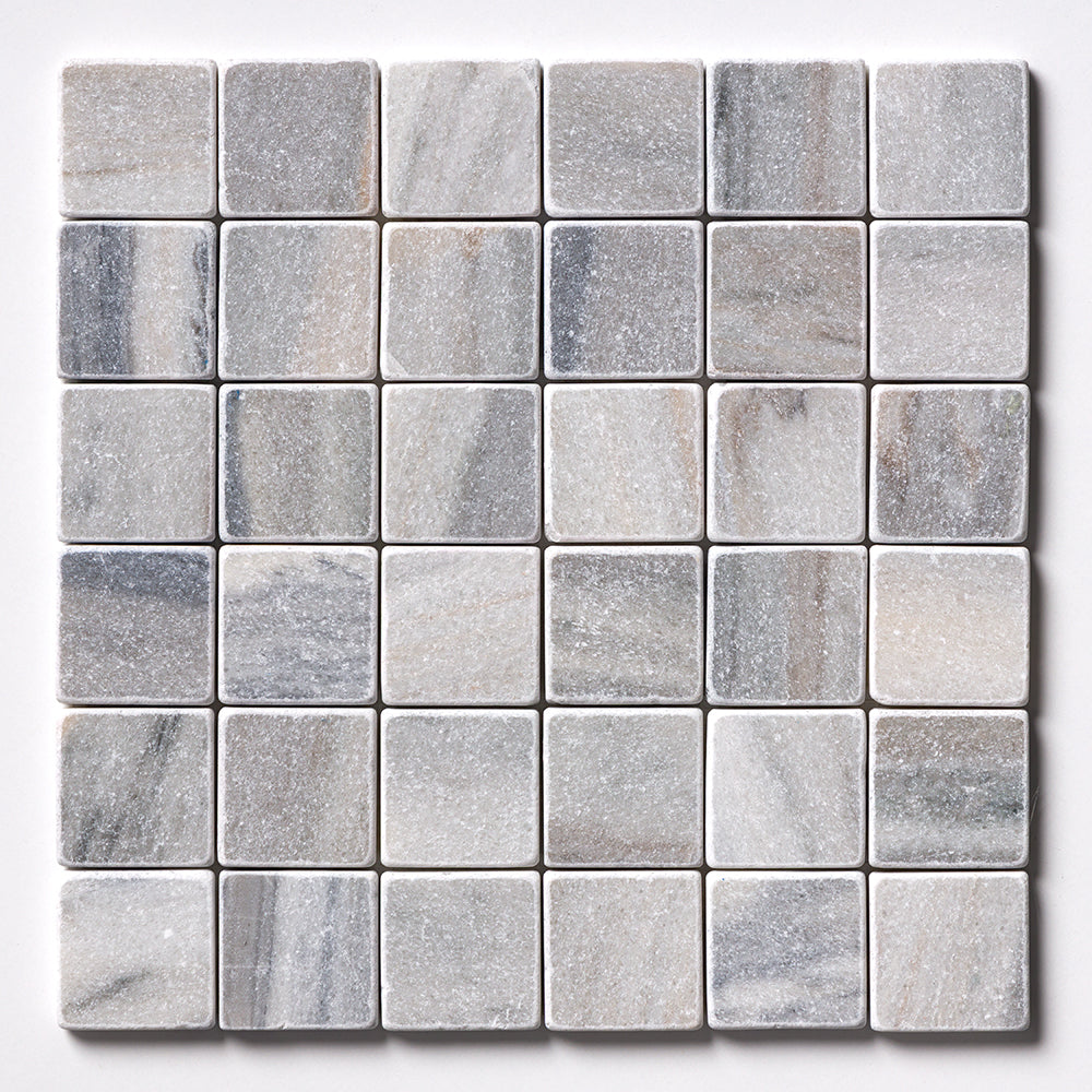 Silver Sky Tumbled 2x2 Marble Mosaic