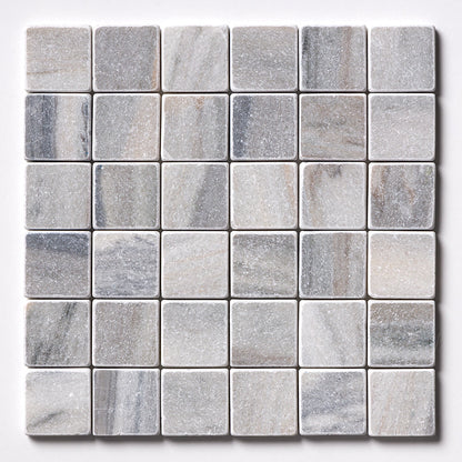Silver Sky Tumbled 2x2 Marble Mosaic